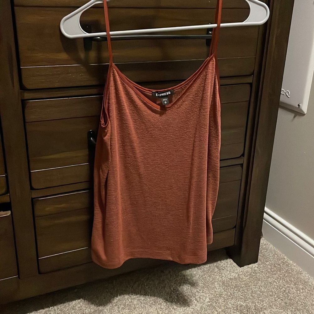 Spaghetti strap tank top, burnt orange/brown color